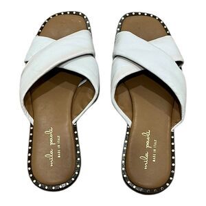 Mila Paoli Italy White Leather Crossover Slip On Sandal 7.5
